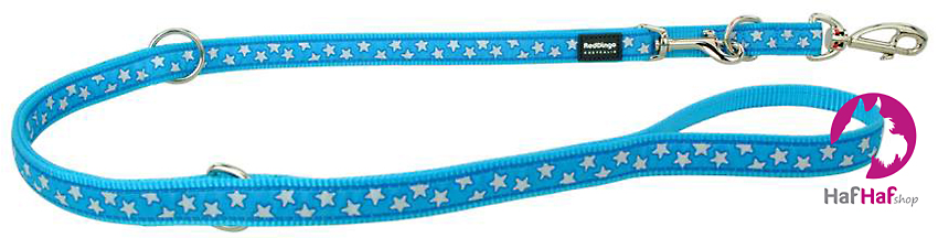 Přepínací vodítko pro psy Stars White on Turquoise – STŘEDNÍ